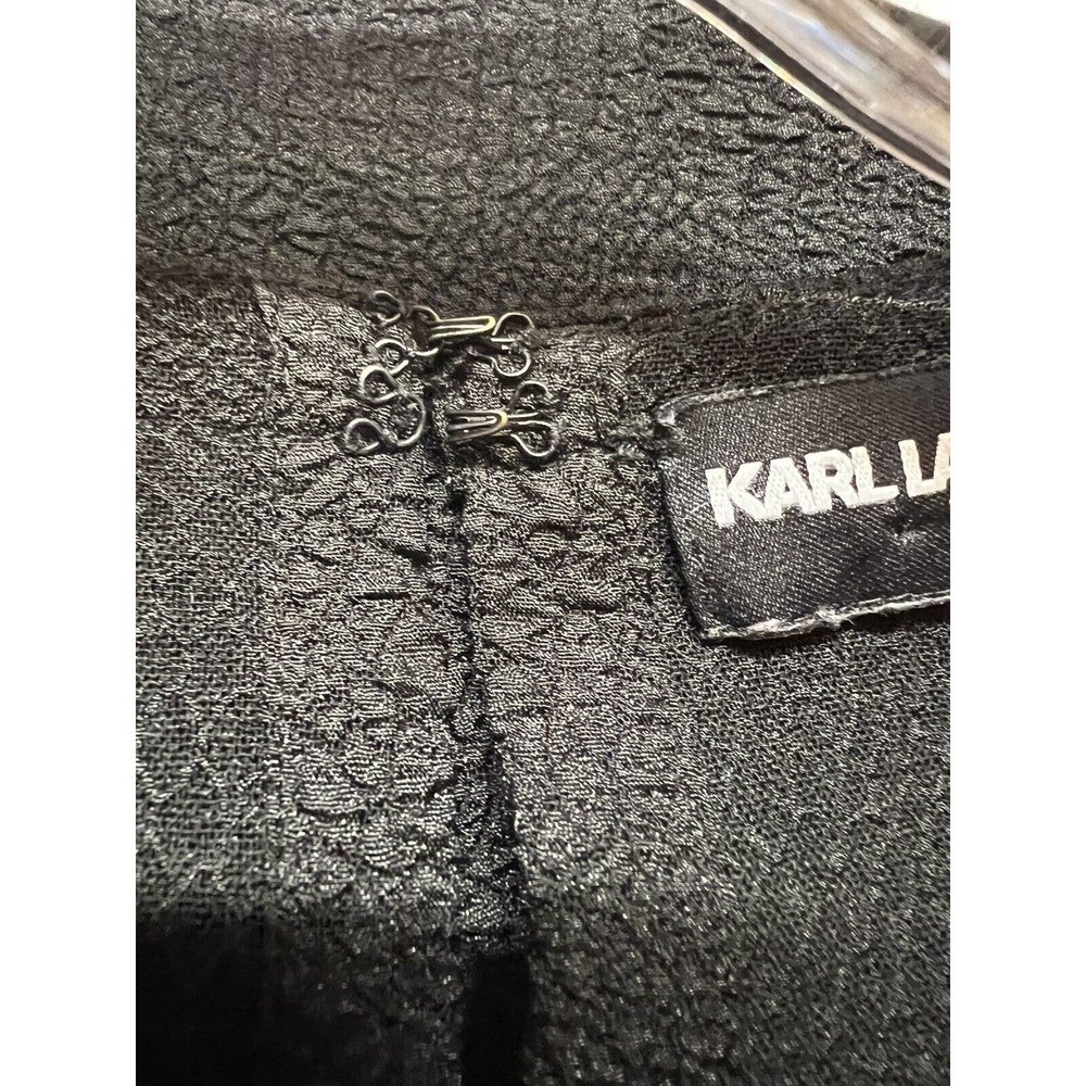 Karl Lagerfeld Sleeveless Studded Collar Textured Blouse Black Size Medium - Picture 9 of 9